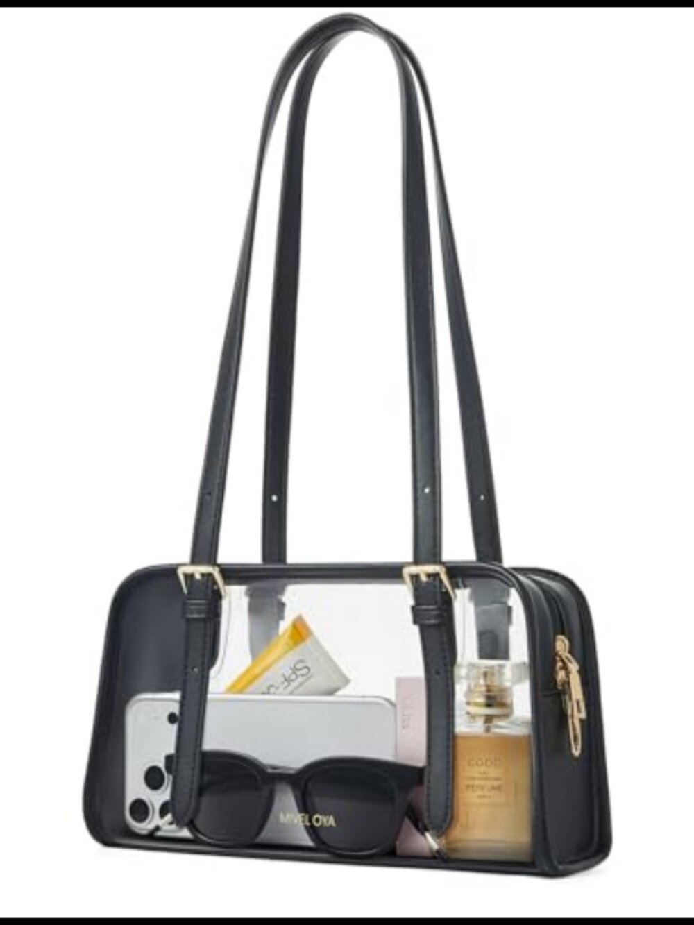Clear Purse PVC PU Leather Bowler Shoulder Bag Stadium Events